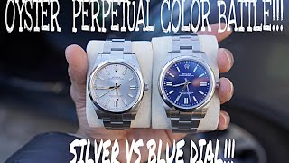 Rolex OYSTER PERPETUAL 41mm 2020 COMPARISON SILVERBLUE DIAL reference 124300 [upl. by Sayer451]