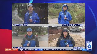 8 am Team Coverage Storm batters SoCal causing flooding and mudslides [upl. by Yerdna]