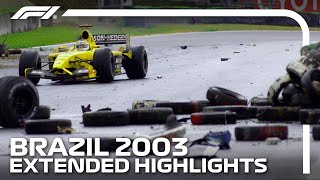 Wet Weather Mayhem In Interlagos  2003 Brazilian Grand Prix  Extended Highlights [upl. by Gracia3]