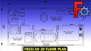 How to Draw a 50 x 25 Floor Plan in Freecad for FREE  Freecad Architecture  Freecad Floor Plan [upl. by Vito625]