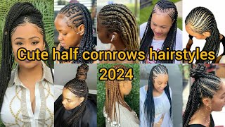 Flawless half cornrows hairstyles for elegant ladies  Cornrows hairstyles for black ladies Braids [upl. by Alrick154]