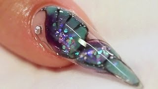 Encapsulated Butterfly Stiletto Acrylic Nail Tutorial Video by Naio Nails [upl. by Adnalu508]