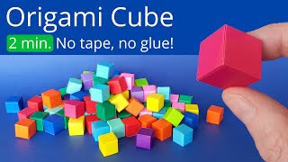 2 Minute Easy Origami Cube Tutorial 🧊 Paper Cube Craft to Make Minecraft Blocks or Lego Bricks [upl. by Martine82]