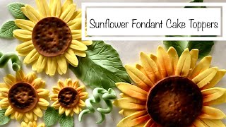 How to Make Fondant Sunflower Cake Toppers NO WIRE  How to Make Fondant Leaves without a Cutter [upl. by Ajssatsan]