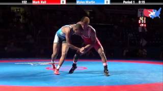 Fargo 2012 152 1st Place Match Mark Hall Michigan vs Myles Martin New Jersey [upl. by Sidra]