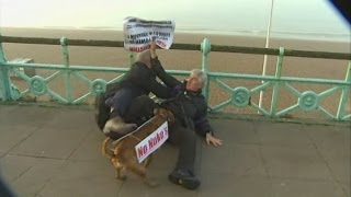 Protester tackled to ground by Iain Dale during live television interview [upl. by Adikam702]