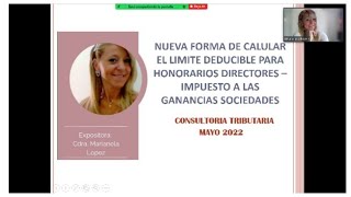 Nueva forma de calcular la deducción de honorarios en las sociedadesIGDra Marianela López [upl. by Ojillib399]