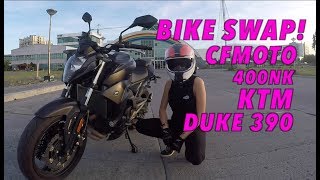 Bike Swap My KTM Duke 390 with a CFMoto 400NK  First Impressions [upl. by Tteragram183]