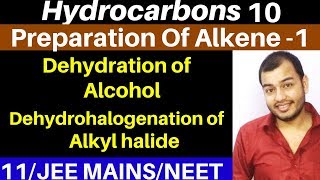 Hydrocarbons 10  Preparation of Alkenes 1  Dehydration Of Alcohols and From Alkyl Halide JEENEET [upl. by Nestor]