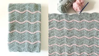 Crochet Thin Stripes Ripple Baby Blanket [upl. by Nivlag]