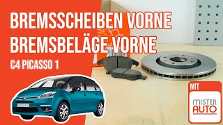 Wie C4 Picasso 1 Bremsscheiben vorne Bremsbeläge vorne wechseln 🚗 [upl. by Ahsinel134]