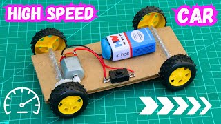 How to Make a High Speed DC Motor Car at Home  DIY Powerful Electric Toy Car  Science Project Idea [upl. by Eisiam]