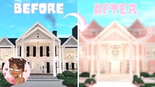 RENOVATING Bloxburgs MARBLE MANOR into a PINK PRINCESS PALACE 👑 [upl. by Atte]