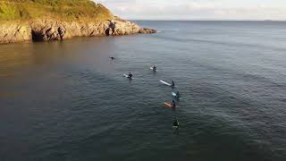 Surf Caswell bay Gower  Sunset  Early Autum Sept 2022  DJI Drone flight [upl. by Largent]