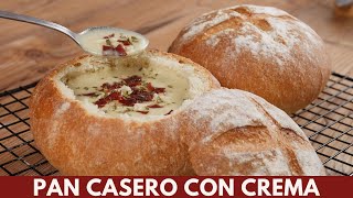 Pan casero doradito y crujiente con crema de papa y ajo tienes que probarlo  Katastrofa La Cocina [upl. by Lorin]