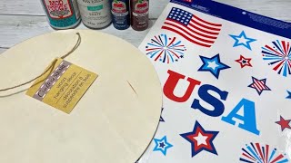 Patriotic Door Hanger  Using Window Clings  Just 1 EASY Craft [upl. by Aicssej38]