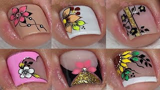 MODELOS DE UÑAS HERMOSAS PARA DECORAR TUS PIES 🦶🏼 🦶🏼 💅😍🌺 [upl. by Attemaj]