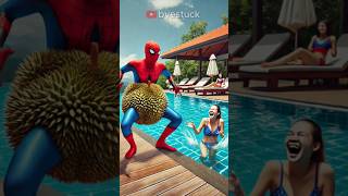 👉bokongdurian BS506 Poolside Prank Spidey’s Durian Surprise 🕸️🥥😂 [upl. by Dorfman]