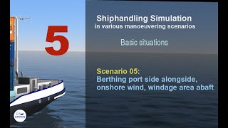 Shiphandling  Scenario 05 Berthing in onshore wind windage area abaft [upl. by Ymrej279]