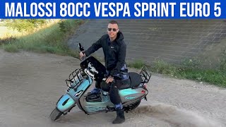 FULLY MALOSSI 80CC VESPA SPRINT EURO 5  VOL GAS MET JOEY [upl. by Adnalro]