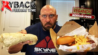 Ryback Feeding Time Burger Burrito and Fries Veganos Mukbang Cheat Meal [upl. by Ierbua]