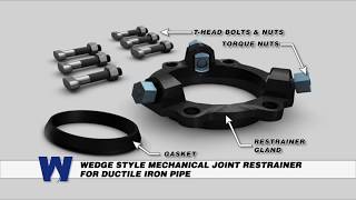 Wedge Style Mechanical Joint Restrainer for Ductile Iron Pipe  WaterworksTrainingcom [upl. by Egroej259]