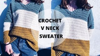 Quick and Easy Crochet V Neck Sweater S5XL [upl. by Shetrit]