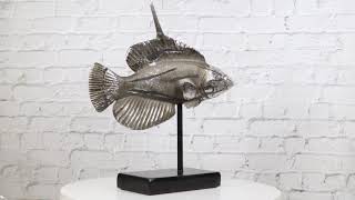 Nautical Marine Silver Tone Lyretail Anthias Fish Sculpture With Pole Stand Base [upl. by Eiramenna314]