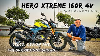 2023 Hero Xtreme 160R 4V  walkaround specs design new colours and all details revealed [upl. by Ardnekan]