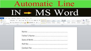 How to create auto line in MS Word  Automatic line create in a paragraph in MS Word  MS Word [upl. by Ramedlab]