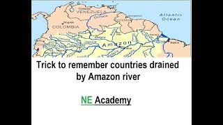 Trick to remember countries drained by amazon river [upl. by Heshum]