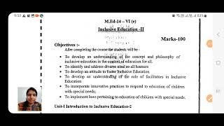 Inclusive Education Med 4th semester syllabus  Med 4th Semester  Med class Class by Babita Mam [upl. by Idoj]