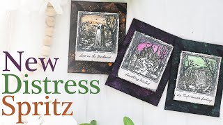 New Distress Spritz Colors  Tim Holtz  Halloween Cards distressspritz mixedmediacards [upl. by Ynor]