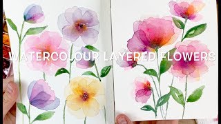 Layered Watercolour Flowers [upl. by Ahseekat693]