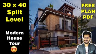 30X40 Split Level House Design  Modern VILLA of 135 Gaj with Beautiful Interior design DV Studio [upl. by Ydnam]