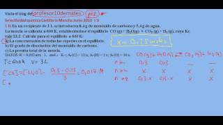 Selectividad química Equilibrio Castilla la Mancha Junio 2012 1 B b [upl. by Elwina]