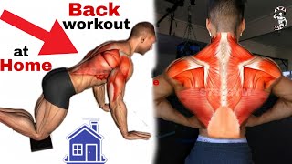 FULL BACK WORKOUT AT HOME  NO EQUIPMENT 🏠احصل على عضلات ظهر في البيت [upl. by Gittel401]