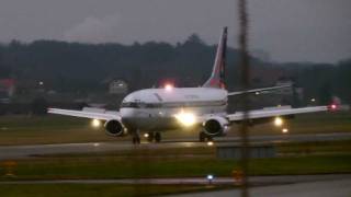 Thailand Royal Boeing 737400 landing  BernBelp Airport  712012 [upl. by Notaek800]