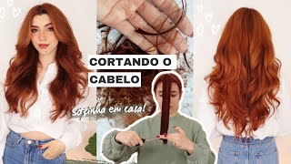 CORTANDO MEU CABELO EM CASA SOZINHA  Corte em Camadas [upl. by Attoynek45]