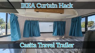 IKEA Curtain Hack Casita Travel Trailer Modification Goodbye snap rail curtains [upl. by Micheline]