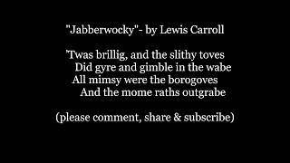 JABBERWOCKY Song LEWIS CARROLL Alice Through Looking Glass Lyrics Word text trendin sing along music [upl. by Tati]