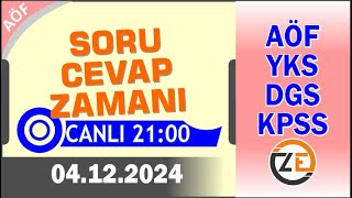 04 12 2024  ÇARŞAMBA 2100  Canlı Soru Cevap Zamanı  Kamu Personel AlımAçıköğretim DGS KPSS YKS [upl. by Daht]