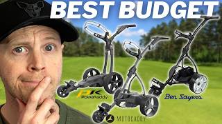 2024 Cheap Electric Trolley Showdown  Powakaddy FX1 vs Motocaddy SE vs Ben Sayers [upl. by Hagar797]