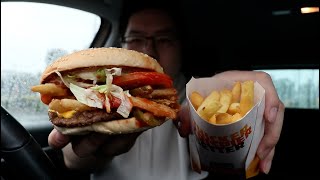 Eating Hungry Jacks Angry Whopper [upl. by Anev7]