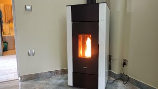 Piec kominek na pellet z dystrybucją DGP Cadel Cristal PLUS 9kW kominek pellet piecyk stove [upl. by Kunz]