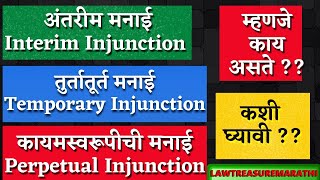 Interim InjunctionPerpetualPermanent Injunction Under CPCTemporary I Order 39 Rule 1amp2LTMARATHI [upl. by Ker914]