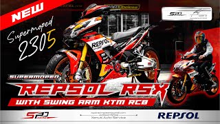 Honda RSX 150  Swing Arm KTM RC8  Fork Ohlins Triump  Sport Rim Yamaha R1  Full Transformtion [upl. by Ikkir]