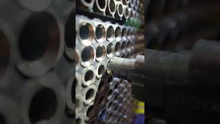 Retubing of a heat exchanger bundle construction drilling heatexchanger retubing alberta drill [upl. by Aynekal]