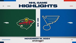 NHL Highlights  Wild vs Blues  November 19 2024 [upl. by Guzel429]