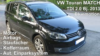 VW Touran Match TDI 20 Bluemotion Motor Staufächer Einparksystem Airbag Kofferraum [upl. by Notslah]